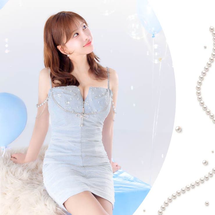 [XS~M 3サイズ展開] グリッターチュールバストリボンビジューオフショルタイ… | Dazzy | 詳細画像15 