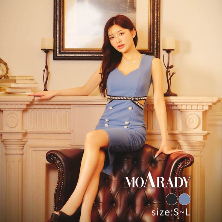 [MOARADY][姉ドレス]ノースリーブウエストカットビジューボタンタイト膝丈… | Dazzy | 詳細画像6 