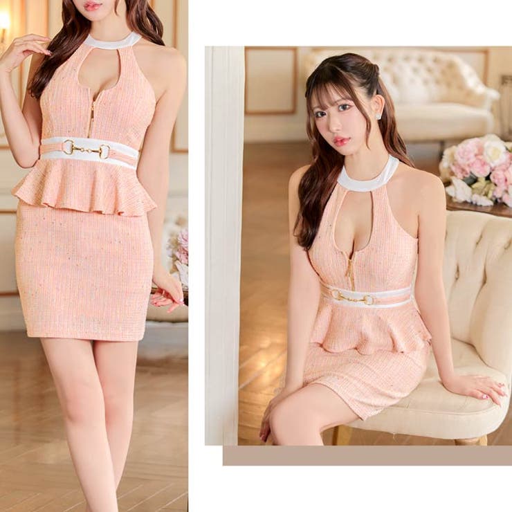 [SML 3サイズ展開] ツイードジップホールペプラムアメスリタイトミニドレス[… | Dazzy | 詳細画像15 