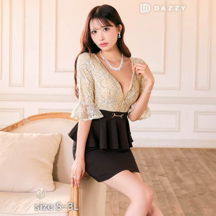 Daisy コルセット　ドレス ワンカラー リボンデザイン オフショル タイト ミニドレス