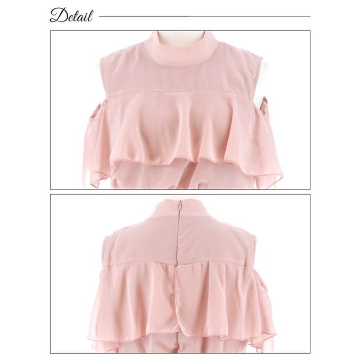 [プチプラドレス] ハイネックジョーゼットフリルタイトミニドレス [SML | Dazzy | 詳細画像10 