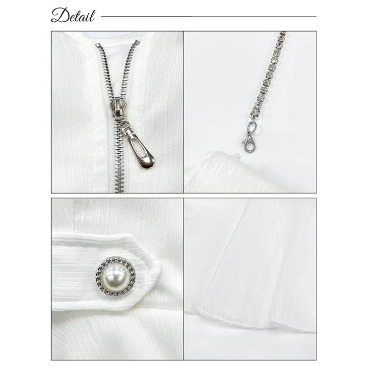 [SML 3サイズ展開] SEXYネックビジューオフショル胸元ジップペプラムミニ… | Dazzy | 詳細画像10 