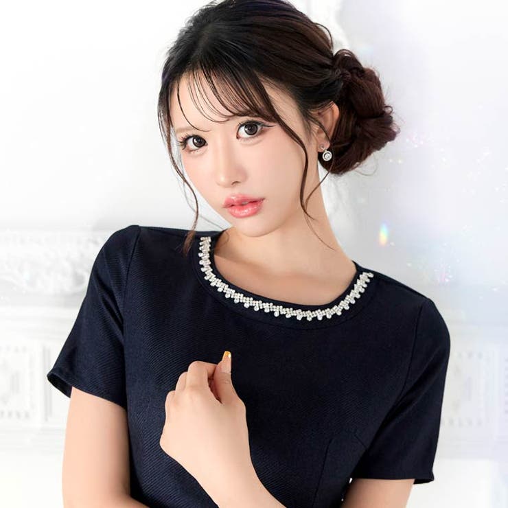 [SML 3サイズ展開] サイドファスナーバックカット半袖タイトミニドレス | Dazzy | 詳細画像4 