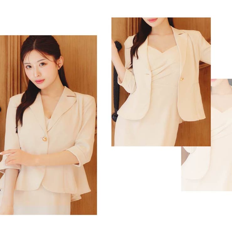  ペプラムプリーツジャケット&キャミソールワンピースセットアップ | Dazzy | 詳細画像14 