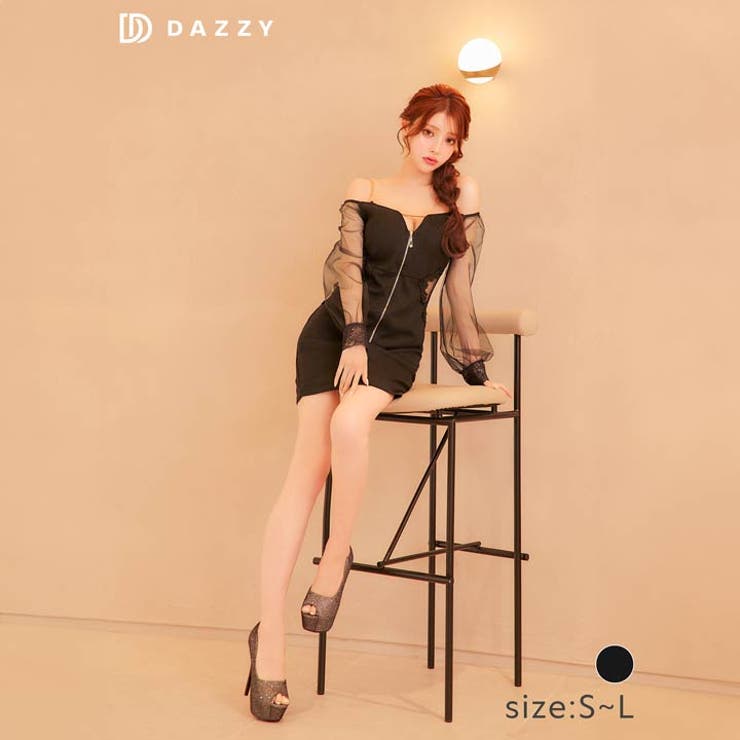 [SML 3サイズ展開] ビジューフロントジップカットアウトシアーオフショルタイ… | Dazzy | 詳細画像7 