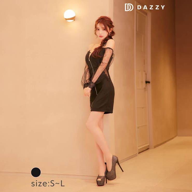 [SML 3サイズ展開] ビジューフロントジップカットアウトシアーオフショルタイ… | Dazzy | 詳細画像9 
