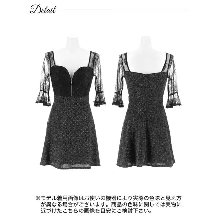 [Aライン] フロントジップツイードフラワーレース五分袖Aラインミニドレス[SM… | Dazzy | 詳細画像11 