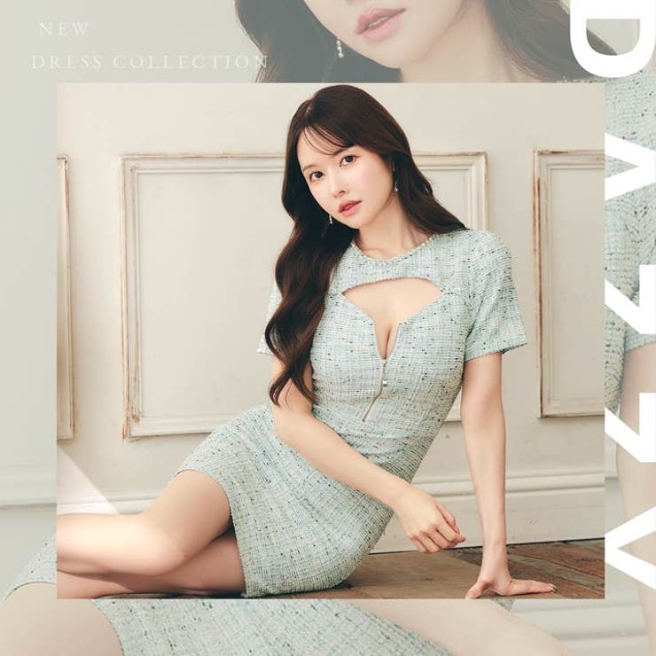 [SML 3サイズ展開] ツイードフロントジップネックビジュー半袖タイトミニドレ… | Dazzy | 詳細画像12 