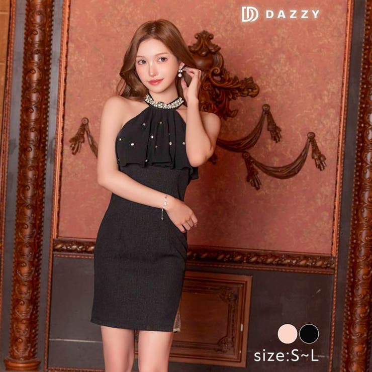 ラインストーンビジューフレアアメスリタイトミニドレス [SML/3サイズ展開] | Dazzy | 詳細画像6 