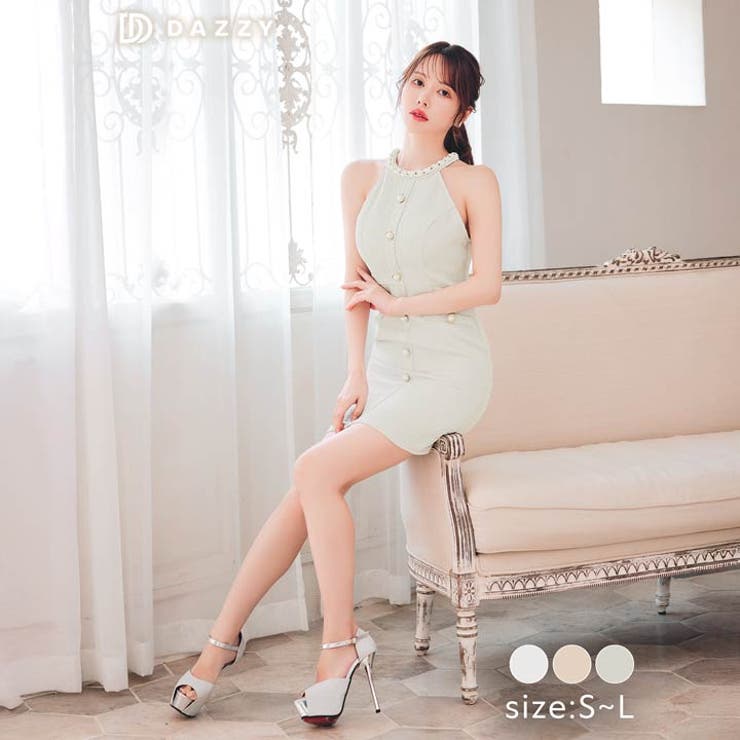 ラメツイードパールビジューアメスリタイトミニドレス[SML/3サイズ展開