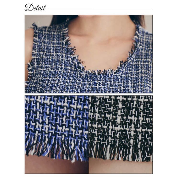 フリンジツイードノースリーブタイトミニドレス[SML/3サイズ展開] | Dazzy | 詳細画像13 