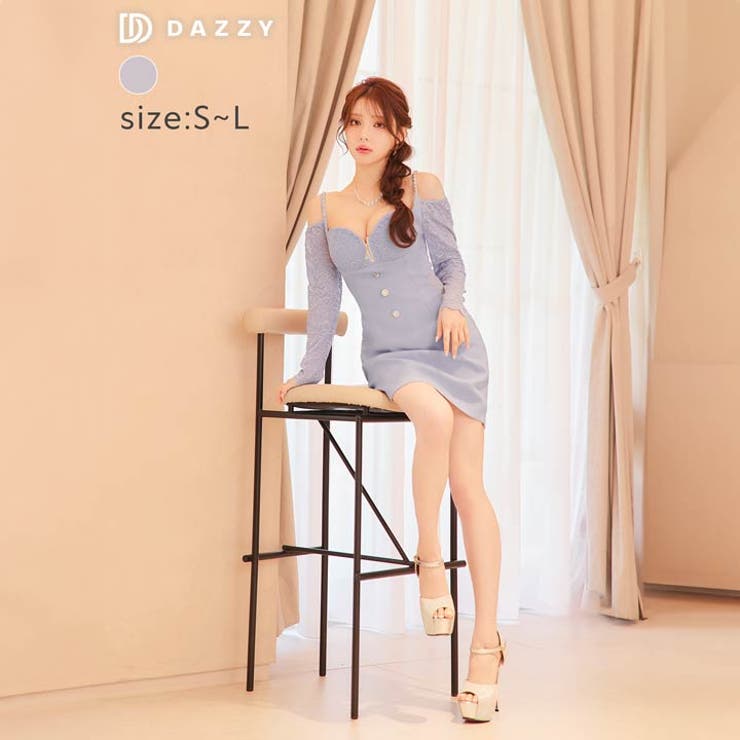 [SML 3サイズ展開] フラワーレースフロントジップカットアウトオフショル長袖… | Dazzy | 詳細画像5 