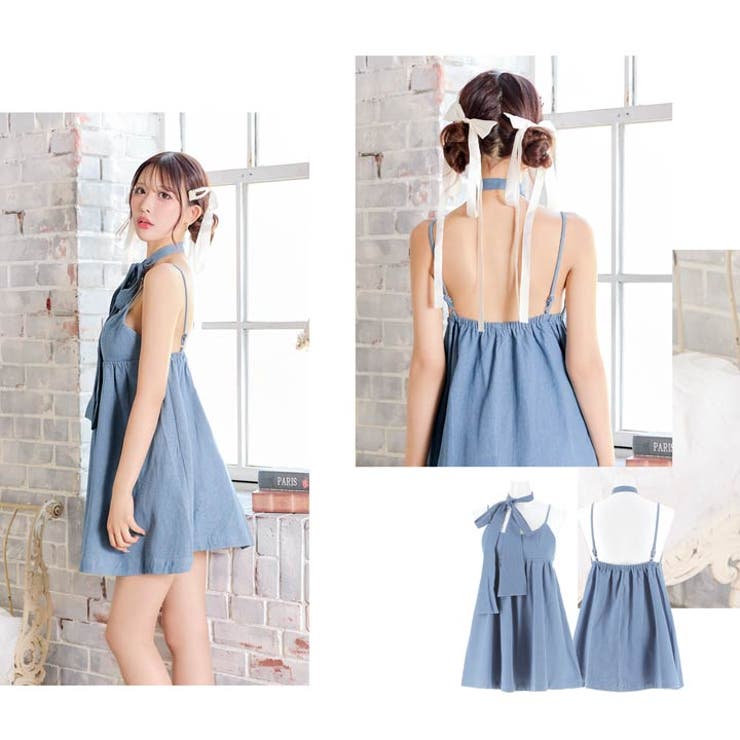 [SML 3サイズ展開] デニムリボンチュニックワンピース | Dazzy | 詳細画像18 