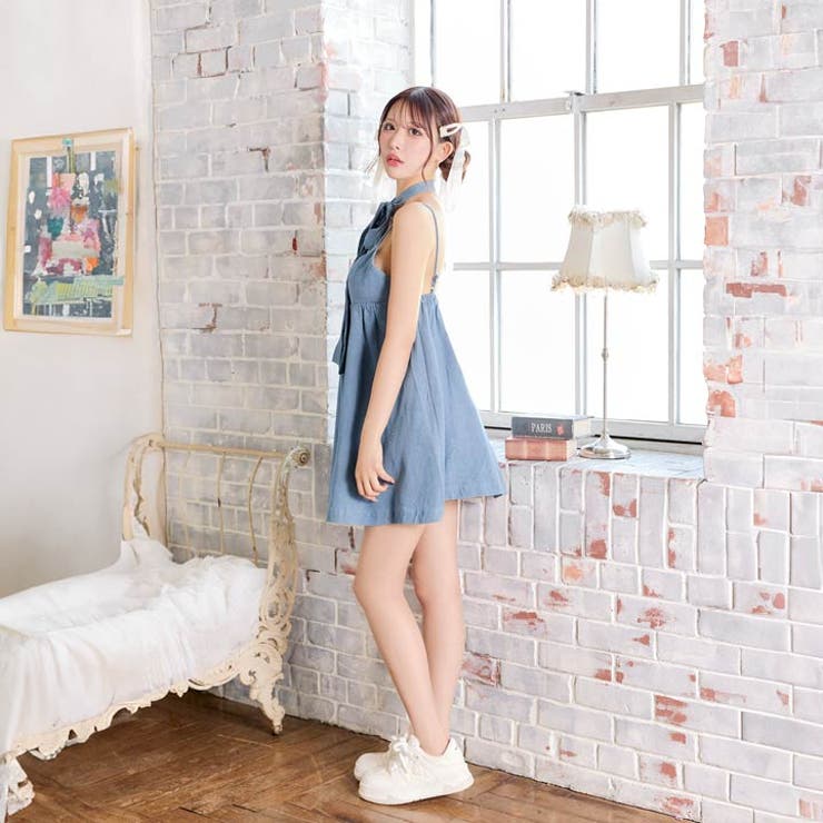 [SML 3サイズ展開] デニムリボンチュニックワンピース | Dazzy | 詳細画像5 