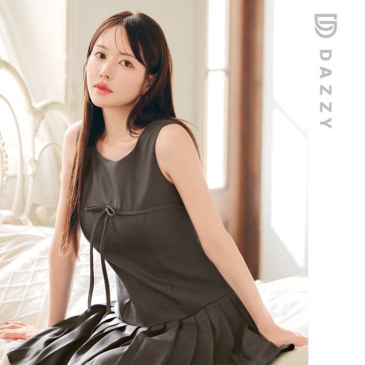 ノースリーブフロントリボンプリーツAラインワンピース [カジュアル dazzy | Dazzy | 詳細画像12 