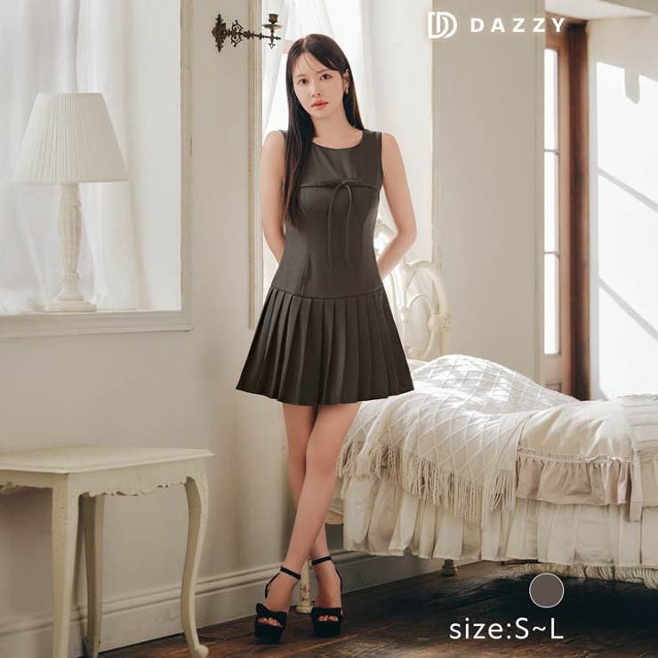 ノースリーブフロントリボンプリーツAラインワンピース [カジュアル dazzy | Dazzy | 詳細画像5 