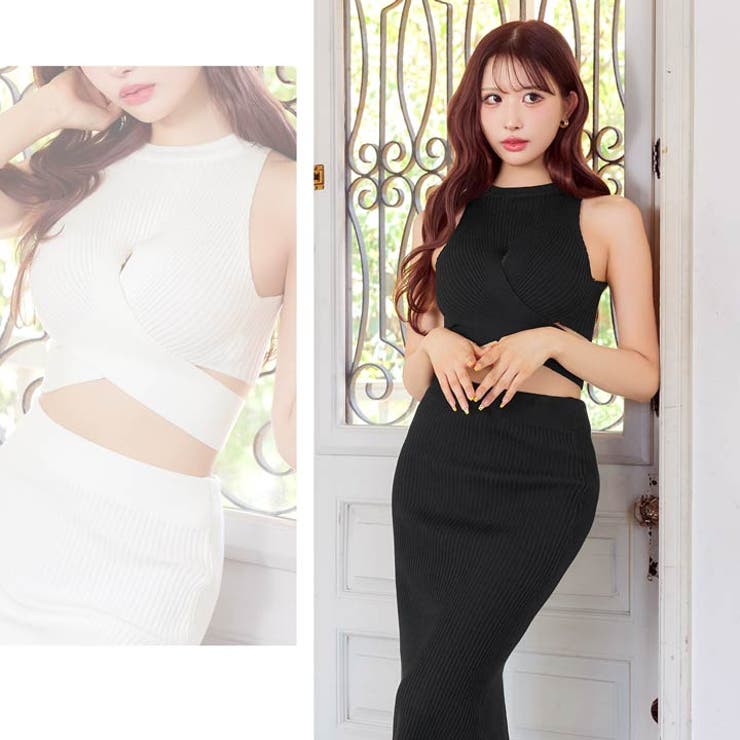 カシュクールアメスリニットタイト膝丈セットアップ [カジュアル dazzy | Dazzy | 詳細画像14 