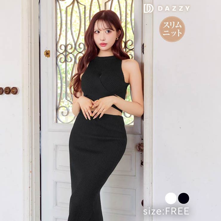 カシュクールアメスリニットタイト膝丈セットアップ [カジュアル dazzy | Dazzy | 詳細画像6 