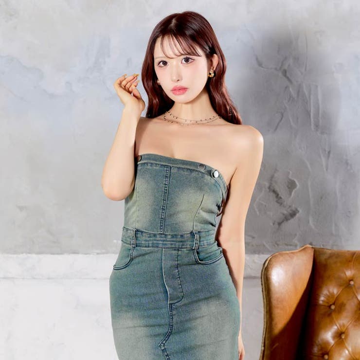 ベアトップスリットデニムタイトワンピース[カジュアル dazzy closet] | Dazzy | 詳細画像4 