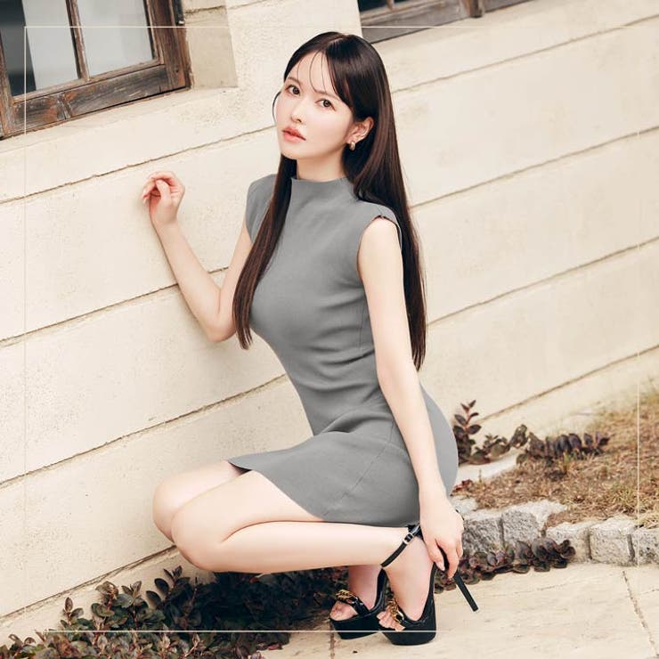 ワンカラーシームレスニットワンピース [カジュアル/dazzy closet