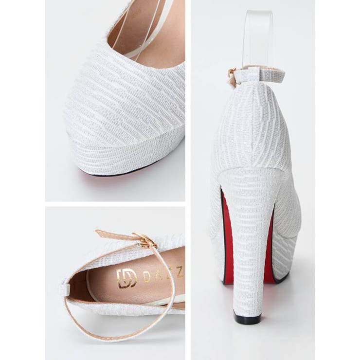  シャイニーラメストライプオープントゥパンプス  | Dazzy | 詳細画像4 