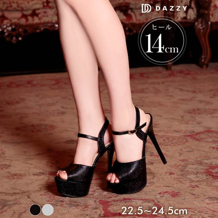 [14cmヒール]シンプルグリッターワイドストラップサンダル[dazzyオリジナ… | Dazzy | 詳細画像1 