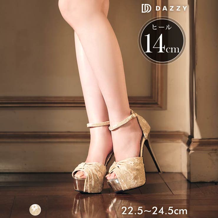 [14cmヒール] ラメフラワーレースリボンストラップサンダル [dazzyオリ… | Dazzy | 詳細画像1 