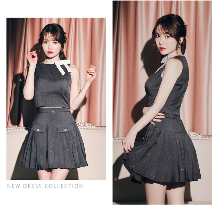 サイドリボンノースリーブポケットプリーツAラインミニセットアップ[SML 3サイ… | Dazzy | 詳細画像13 