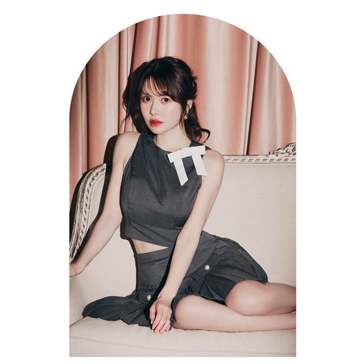 サイドリボンノースリーブポケットプリーツAラインミニセットアップ[SML 3サイ… | Dazzy | 詳細画像14 