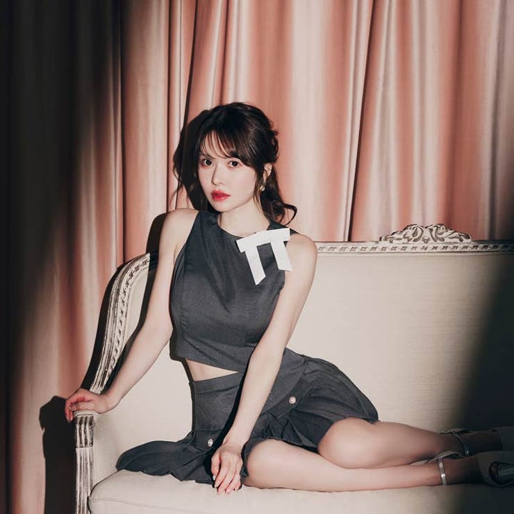 サイドリボンノースリーブポケットプリーツAラインミニセットアップ[SML 3サイ… | Dazzy | 詳細画像6 