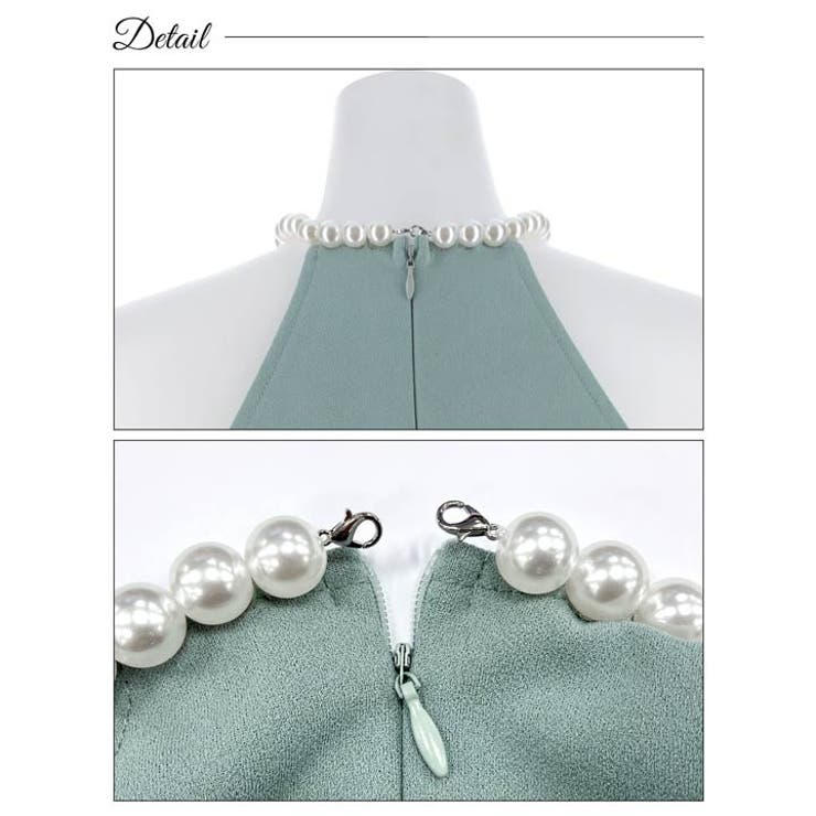 ネックパール アメスリ タイト ミニ丈 キャバドレス[SML/3サイズ展開] | Dazzy | 詳細画像15 