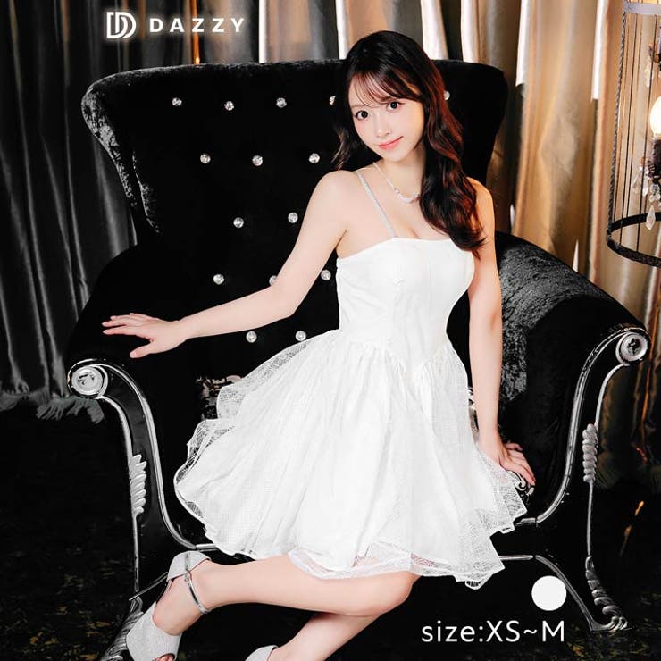 チェックボリュームチュールキャミソールAラインミニドレス[品番