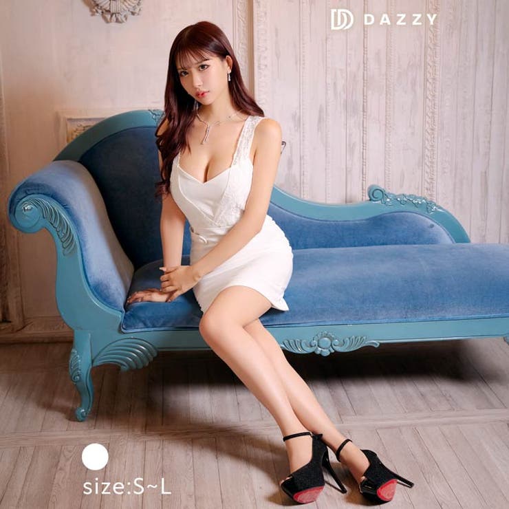 Vカットカシュクールレースノースリーブタイトミニドレス[SML 3サイズ展開][… | Dazzy | 詳細画像5 