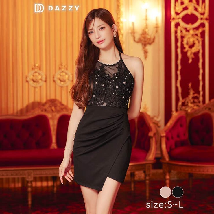 シアーフラワー刺繍ビジューホルターネックタイトミニドレス[SML 3サイズ展開] | Dazzy | 詳細画像5 