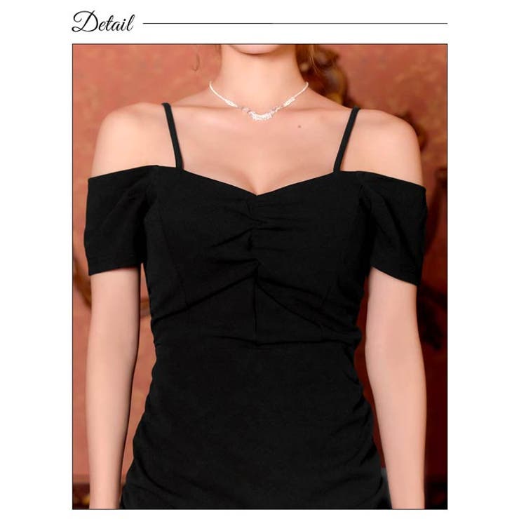 [プチプラドレス] ワンカラーサイドギャザーオフショルタイトミニドレス[SML … | Dazzy | 詳細画像12 