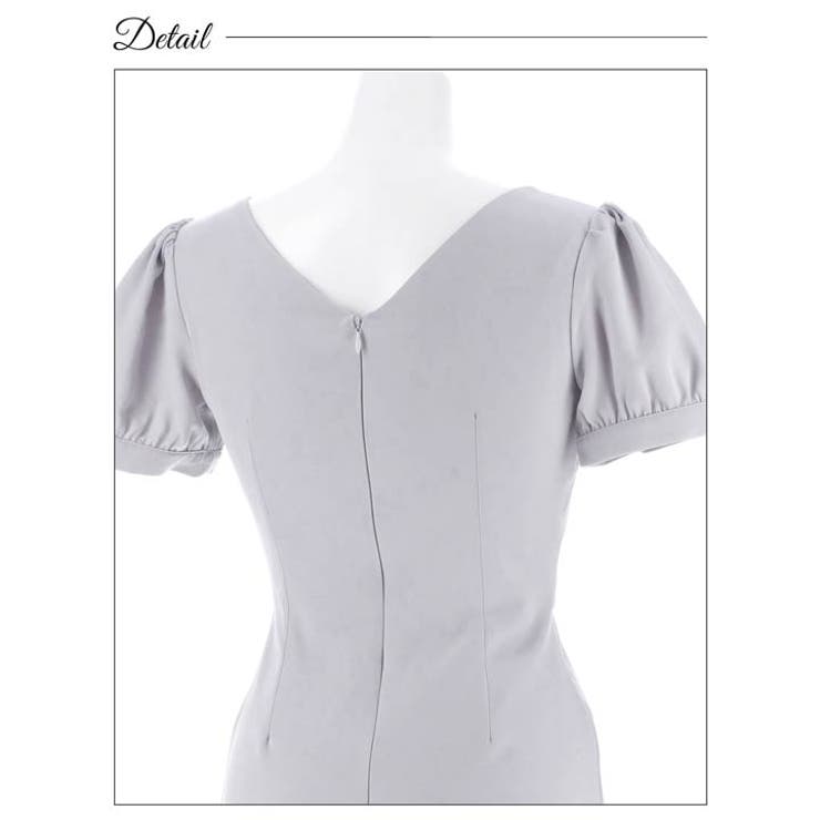 ウエストカットパールビジューパフスリーブタイトミニドレス[SML 3サイズ展開] | Dazzy | 詳細画像13 