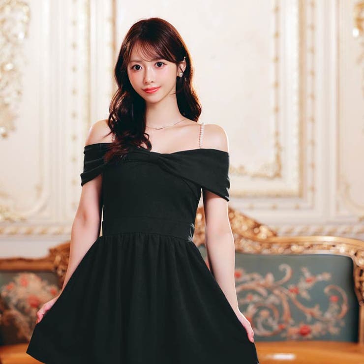 リボン オフショル パールビジュー | Dazzy | 詳細画像3 