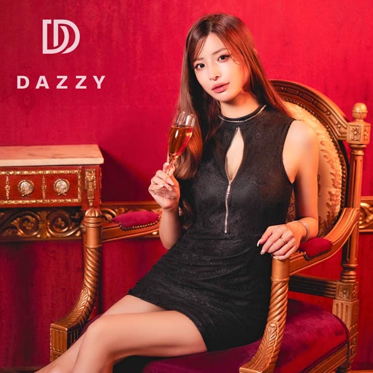 ネックビジューノースリーブジップレースタイトミニドレス[SML/3サイズ展開] | Dazzy | 詳細画像13 