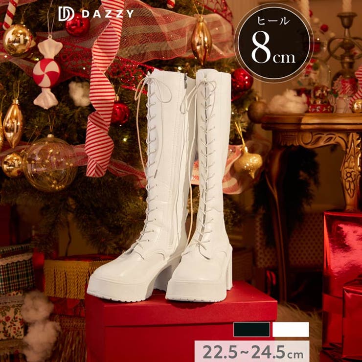 [8cmヒール] レースアッププラットフォームロングブーツ [ | Dazzy | 詳細画像2 