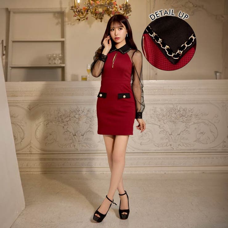 チェーン ビジュー 襟付き | Dazzy | 詳細画像2 