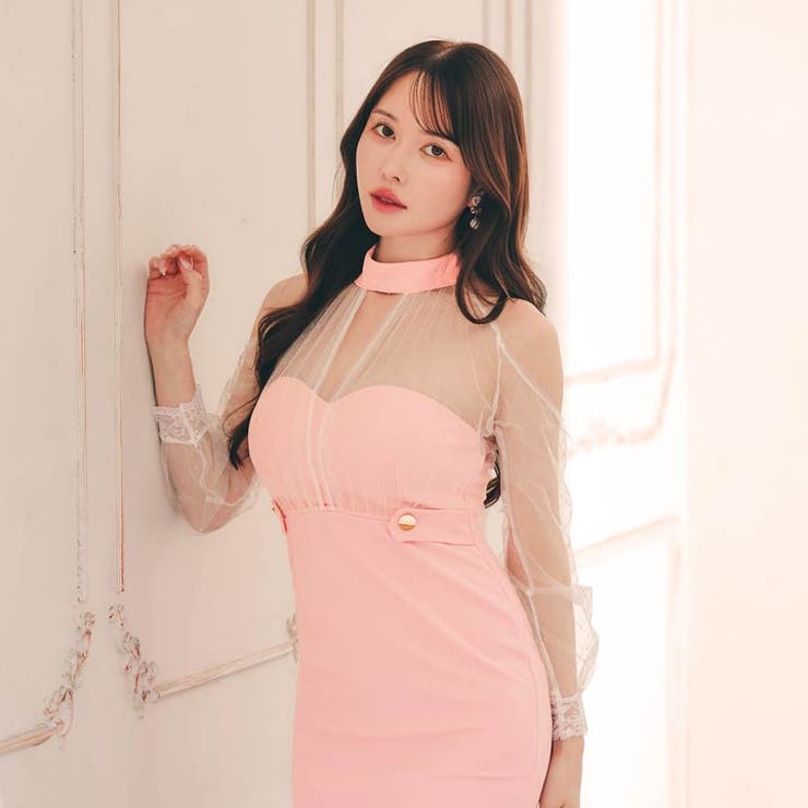 シアーチュール 格子 オープンショルダー | Dazzy | 詳細画像3 