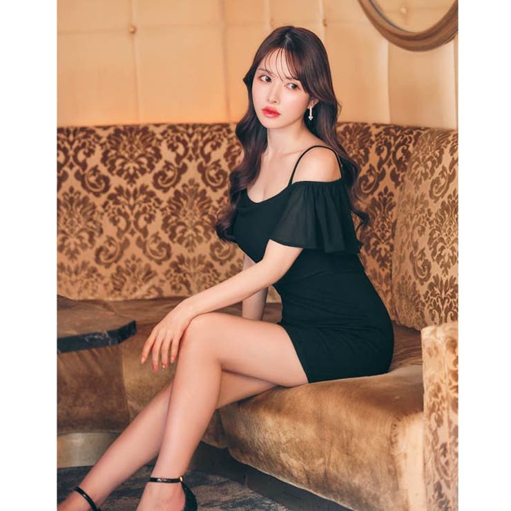 ワンカラーフレアオフショルタイトミニ丈キャバドレス[SML/3サイズ展開] | Dazzy | 詳細画像7 