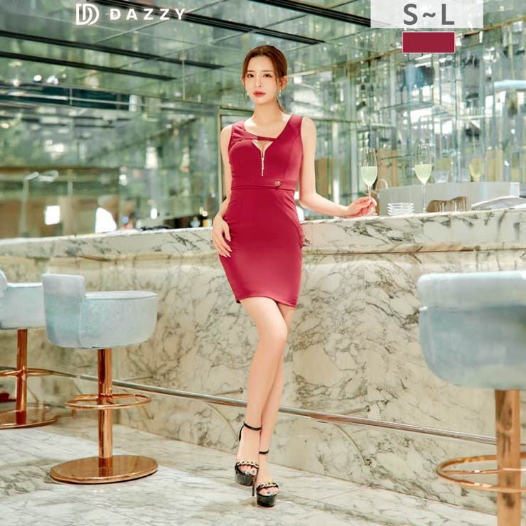 フロントジップ アシンメトリーライン ノースリーブ | Dazzy | 詳細画像2 