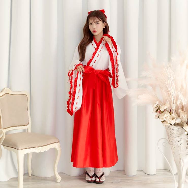 [4点SET]ガーリーフリル 巫女 コスチューム【2025ハロウィン | Dazzy | 詳細画像6 
