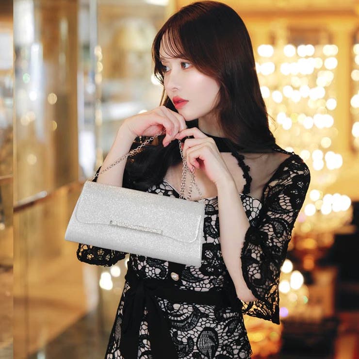 [2way]メタリック ビジュー フラップ クラッチバッグ | Dazzy | 詳細画像2 