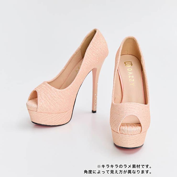 [14cmヒール]シャイニーラメラインストーンオープントゥキャバヒールパンプス[… | Dazzy | 詳細画像3 