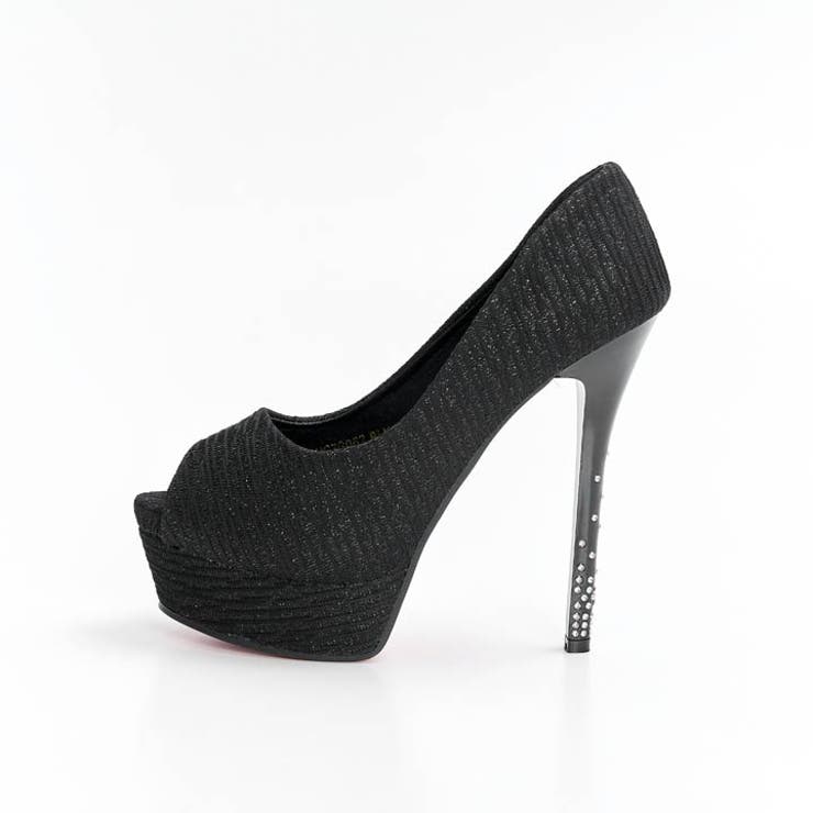 [14cmヒール]シャイニーラメラインストーンオープントゥキャバヒールパンプス[… | Dazzy | 詳細画像4 