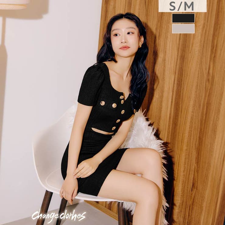 [韓国キャバドレス]美デコルテ魅せ叶うフロントボタンウエストカット半袖タイトミニ… | Dazzy | 詳細画像9 