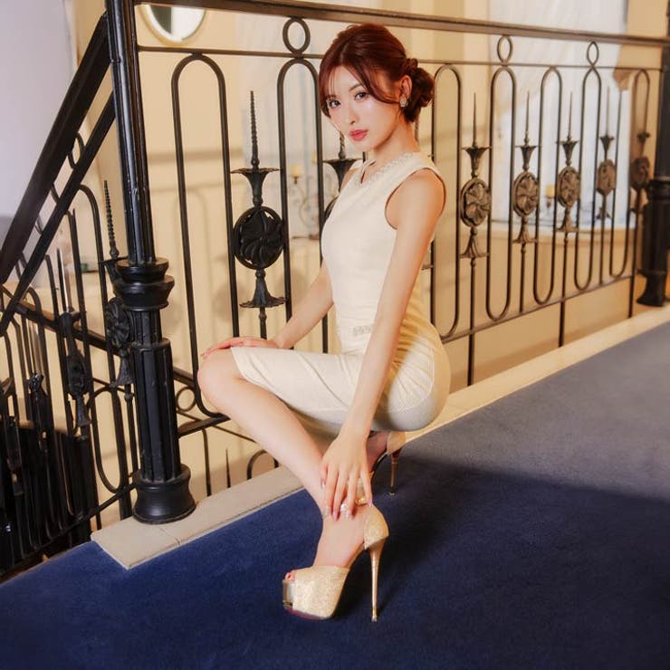 [MOARADY][姉ドレス]輝くグリッターツイード×ビジューラインノースリーブ… | Dazzy | 詳細画像8 