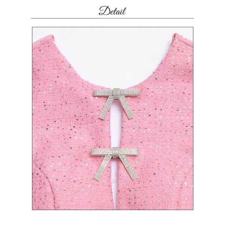 グリッターリボンブローチ付き半袖プリーツAラインミニ丈キャバドレス[SML 3サ… | Dazzy | 詳細画像14 